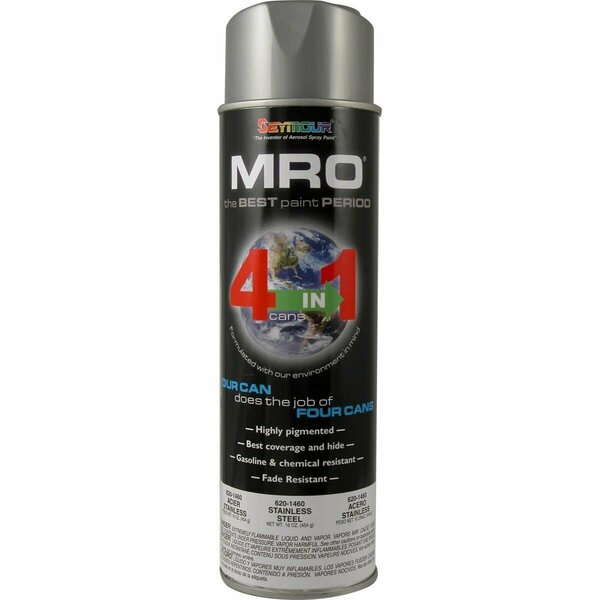 Seymour Midwest 20 oz MRO Industrial High Solids Spray Paint, Stainless Steel, 6PK SM620-1460